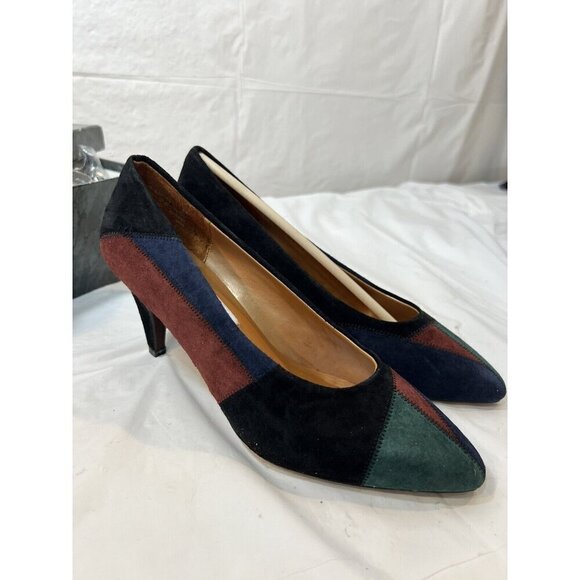 Madeline Stuart Janice pump suede patchwork multicolor black size 7 new - Picture 2 of 16
